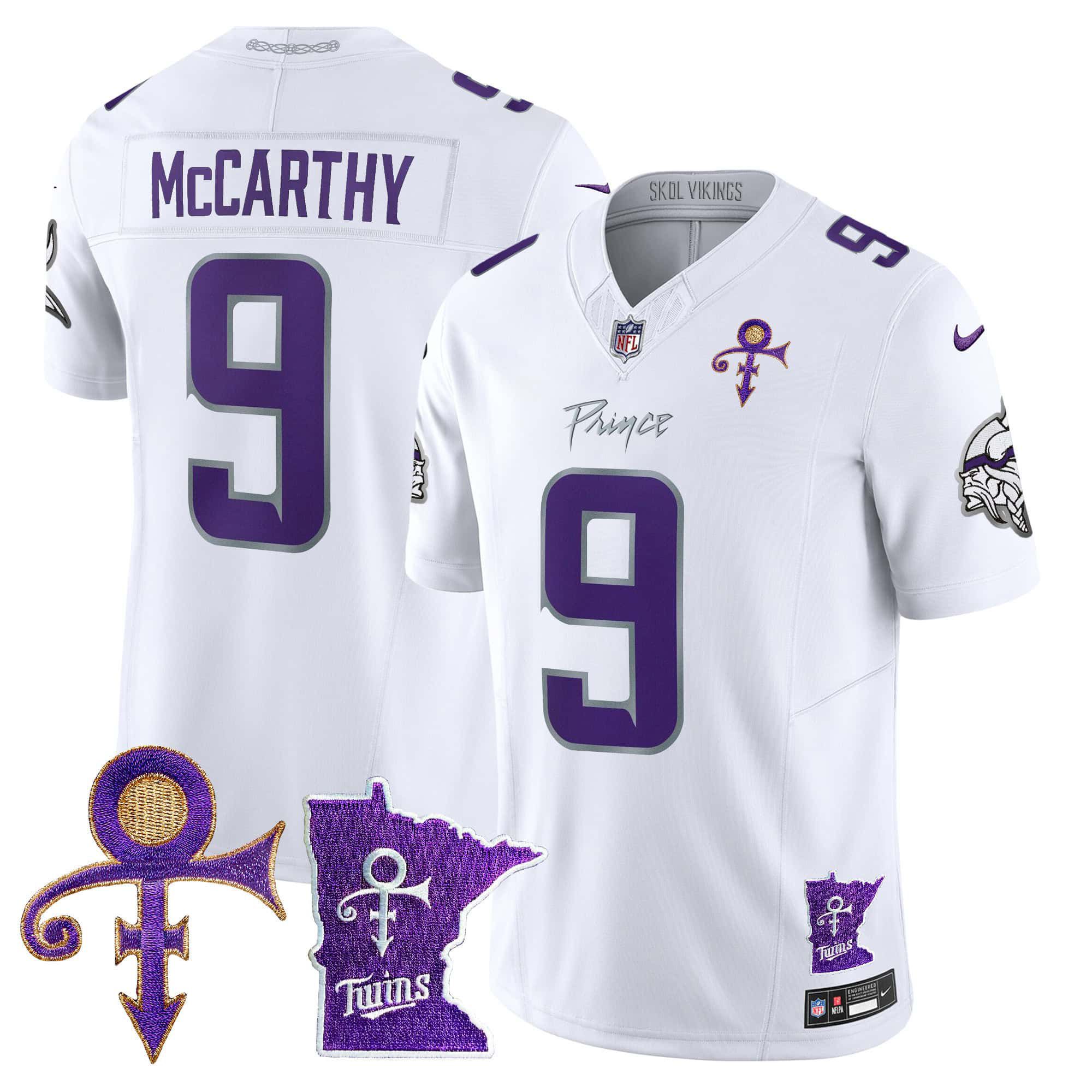 Men Minnesota Vikings #9 Mccarthy White 2024 Nike Prince Vapor Limited NFL Jersey
